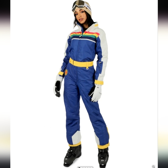 NWT! Tipsy Elves, Women's Mile High Snow Suit, Blue Multi, Size XS, MSRP $300 - Picture 1 of 5